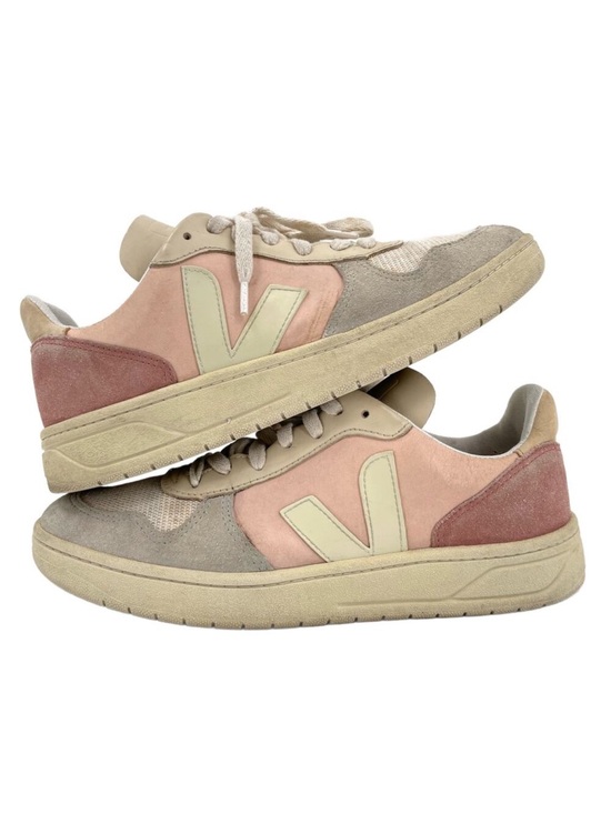 VEJA Shoes - Veja V-10 Multico Colorblock Sneaker Suede Leather Pastel Pink Blue Cream Size 8